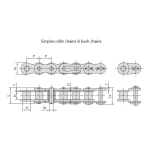 Rantai rol presisi dengan jarak antar mata rantai pendek