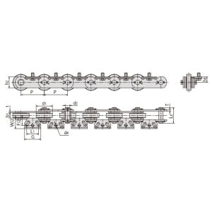 Rantai konveyor pencuci botol