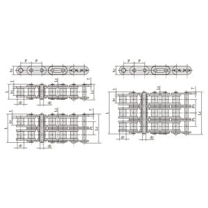 Rantai rol seri B dengan pelat samping lurus