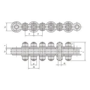 Rantai konveyor dengan rol besar