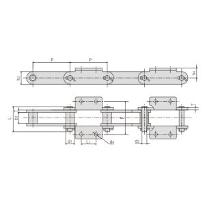 Rantai konveyor dengan aksesori