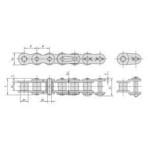 Rantai rol bertenaga tinggi, tahan lama, dengan jarak antar mata rantai pendek