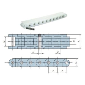 Rantai rol plastik dengan jarak antar mata rantai pendek