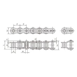 Rantai rol baja tahan karat dengan jarak antar rol pendek