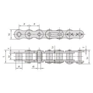 Rantai rol berlapis seng dengan jarak antar rol pendek